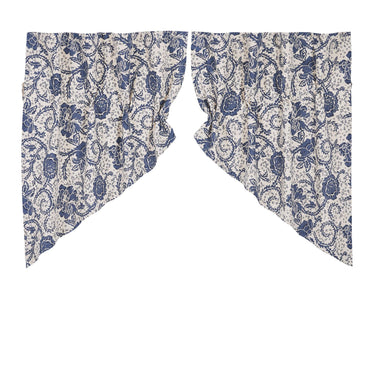 Dorset Navy Floral Prairie Swag Set of 2 36x36x18 VHC Brands - The Fox Decor